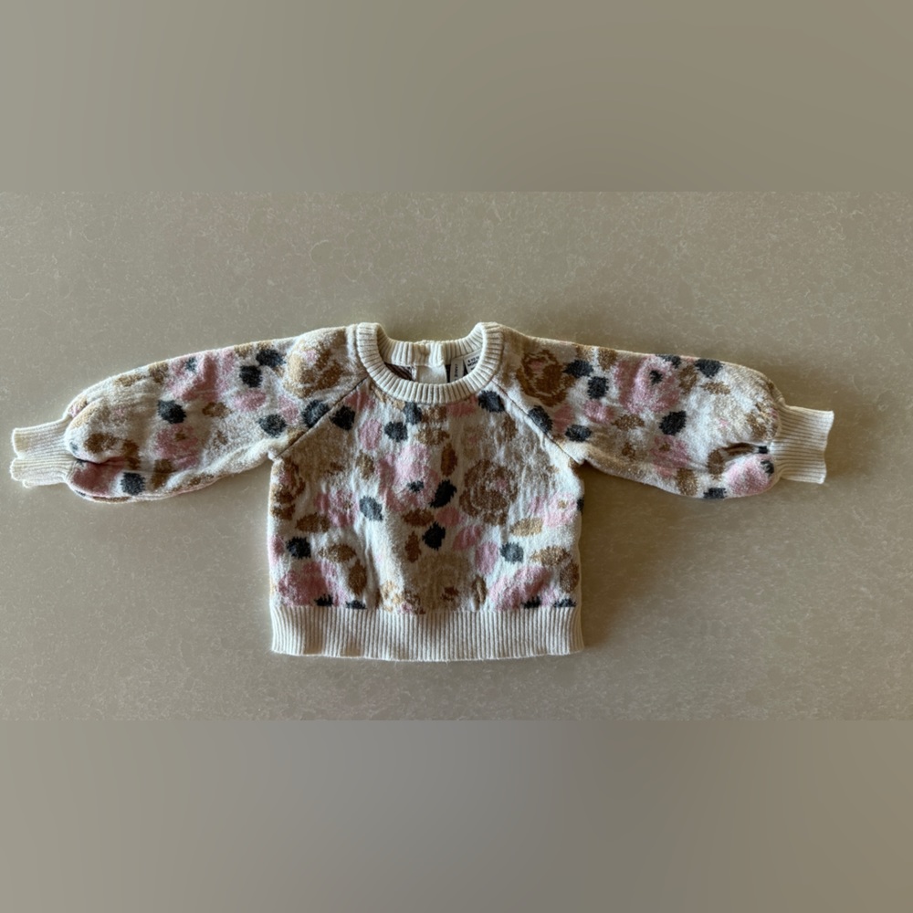 Janie and Jack Rose Puff Sleeve Sweater